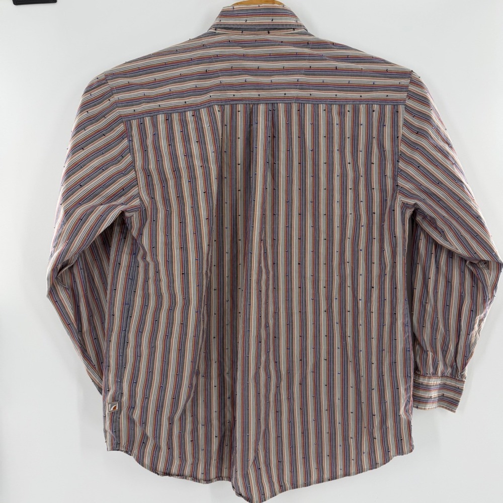 Road Mens XL‎ Button Down Shirt Multi Color Vertical Stripe Cotton Long SL - Picture 5 of 7